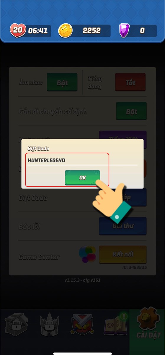 Nhập code bạn c&oacute;