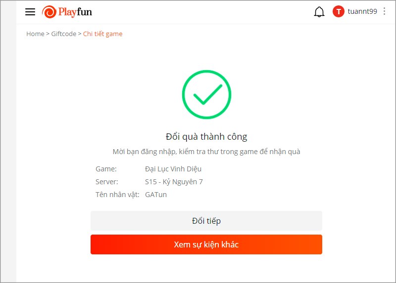 Nhập code th&agrave;nh c&ocirc;ng