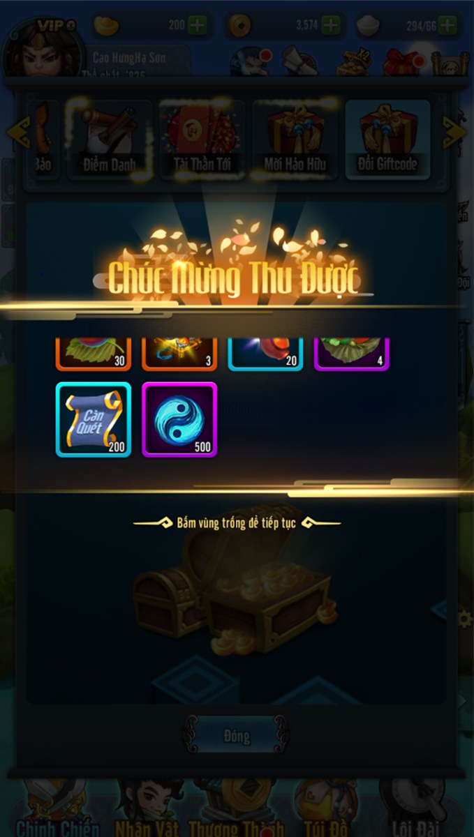 Nhận code th&agrave;nh c&ocirc;ng