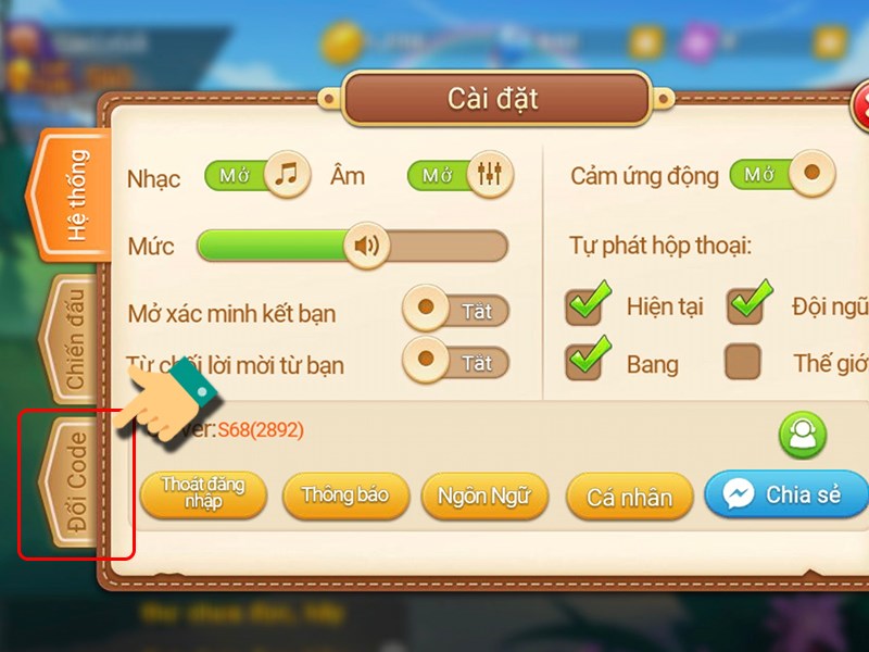 Chọn đổi code