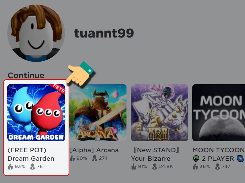 Mở game Dream Garden 