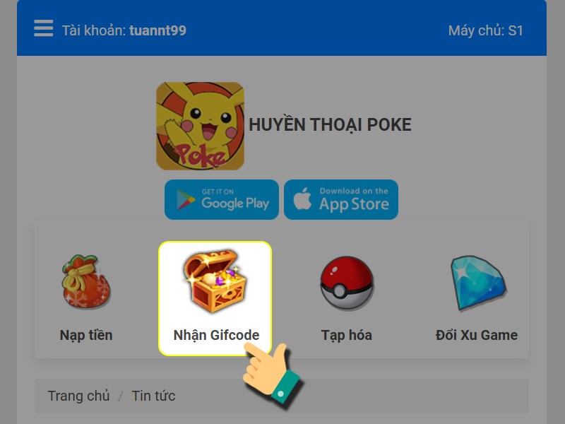 Nhấn Nhận Giftcode