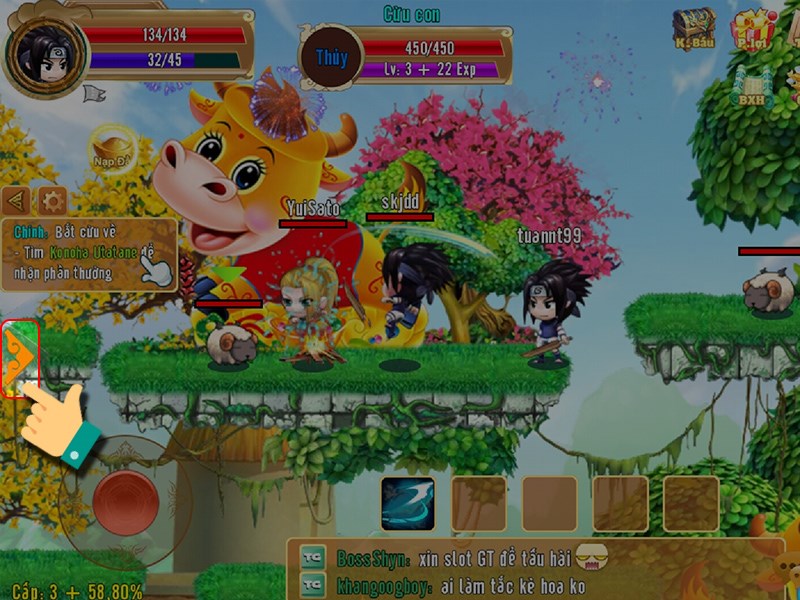 Nhấn v&agrave;o biểu tượng mũi t&ecirc;n