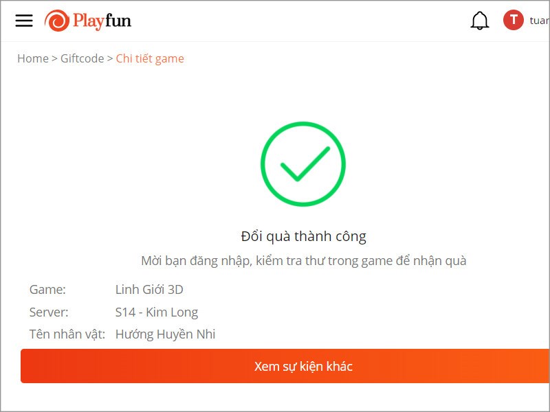Đổi code th&agrave;nh c&ocirc;ng