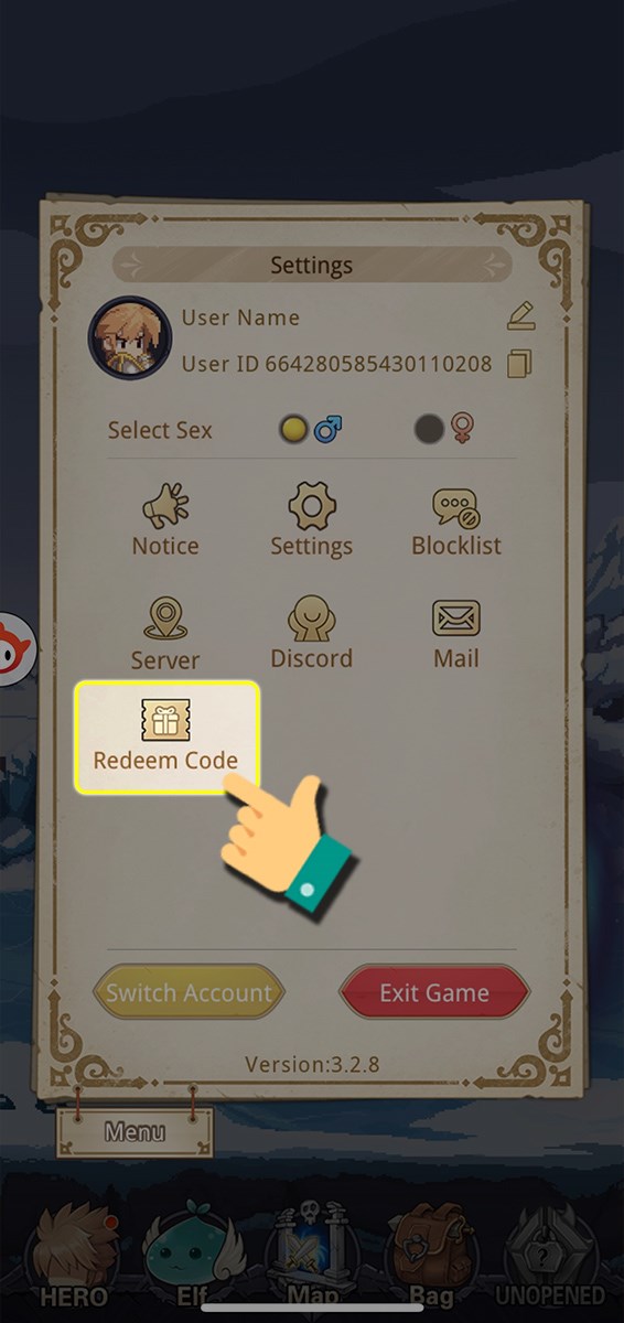 Nhấn v&agrave;o Redeem Code