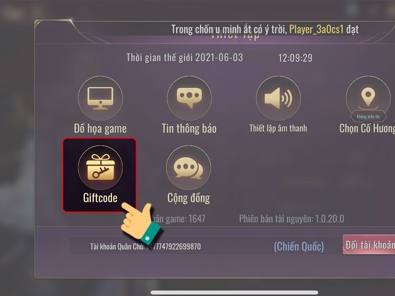 Chọn giftcode