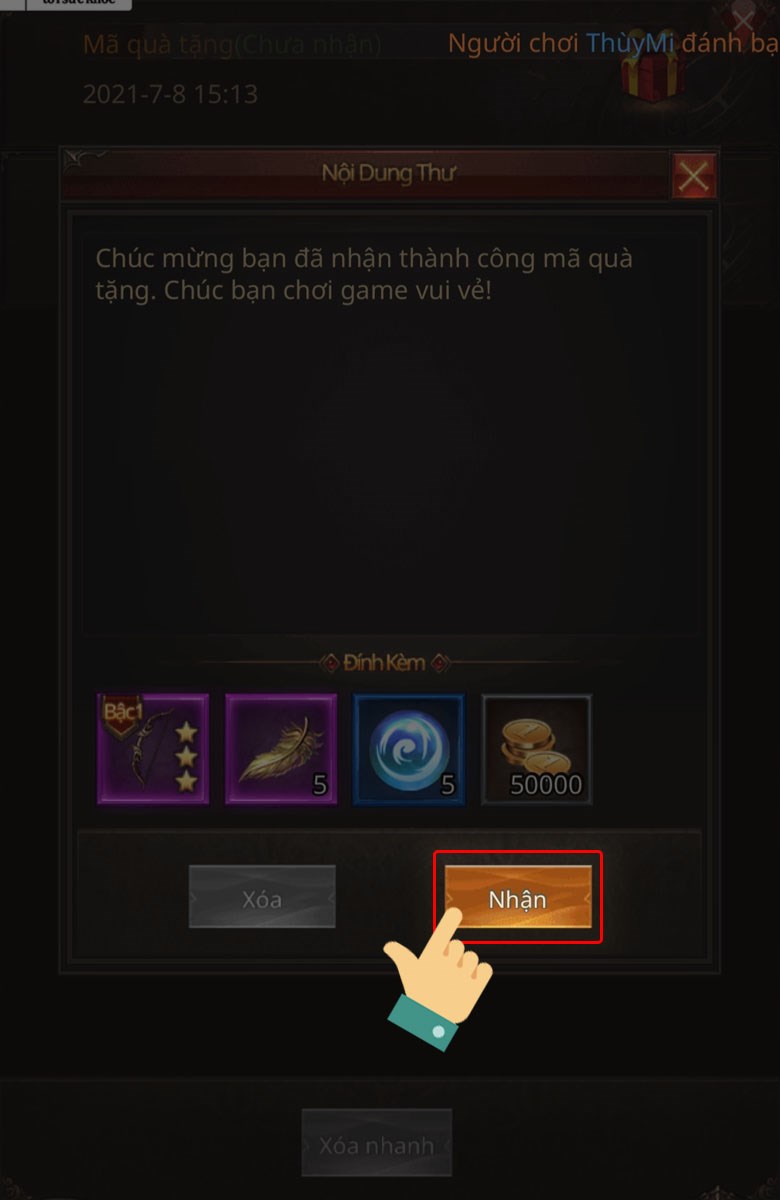  Nhấn chọn Nhận