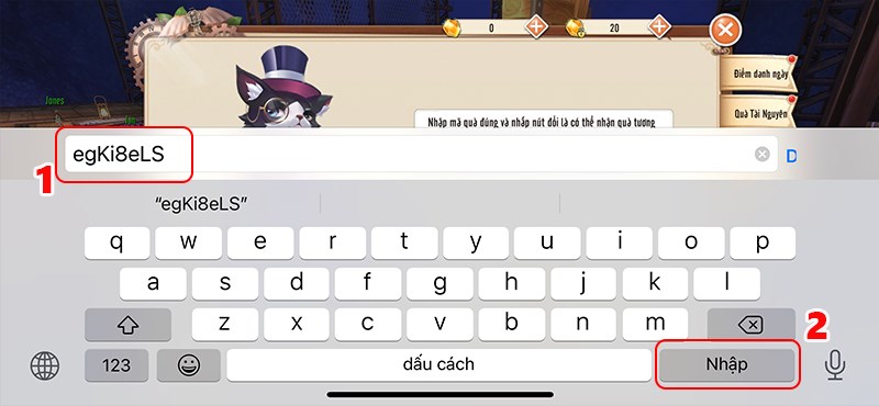 Nhập mã code bạn có Nhập mã code bạn có