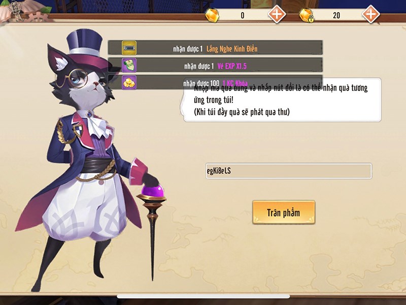 Nhập code đổi quà thành công Nhập code đổi quà thành công