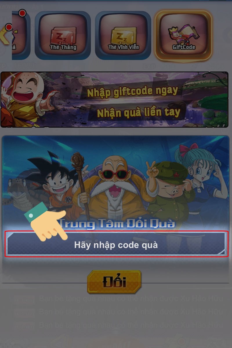  Nhập m&atilde; code v&agrave;o &ocirc; H&atilde;y nhập code qu&agrave;