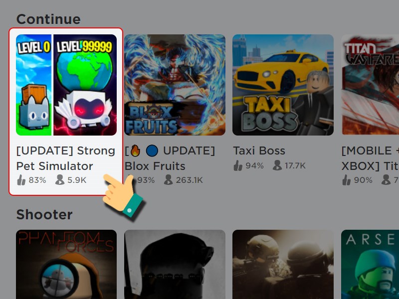 Mở game Strong Pet Simulator