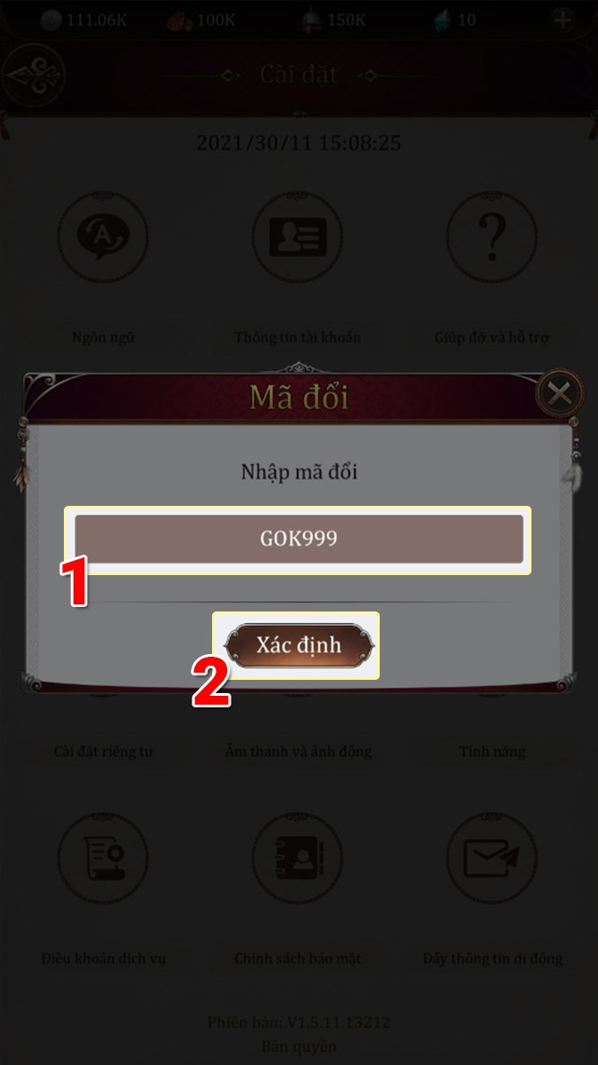 Điền mã code Điền mã code