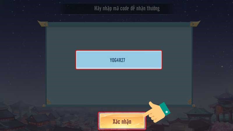 Điền Code và xác nhận