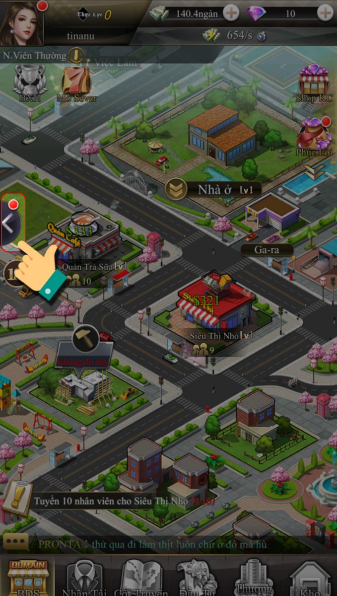 Nhấn vào biểu tượng mũi tên Nhấn vào biểu tượng mũi tên