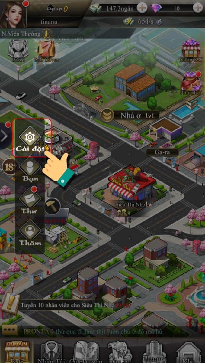 Vào cài đặt Vào cài đặt