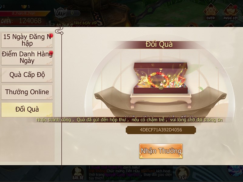 Đổi code th&agrave;nh c&ocirc;ng