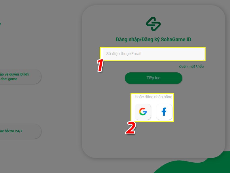 Đăng nhập t&agrave;i khoản game