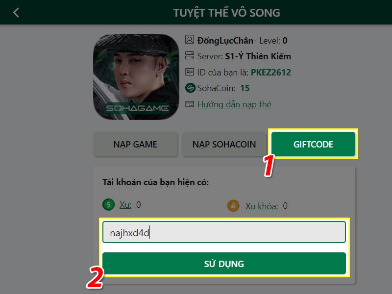 Điền m&atilde; code