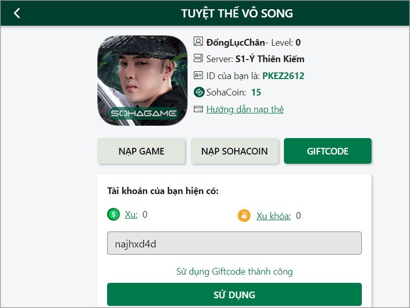 Nhận th&agrave;nh c&ocirc;ng