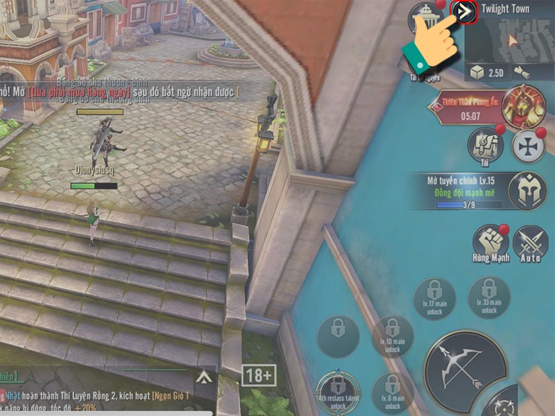 Nhấn v&agrave;o biểu tượng mũi t&ecirc;n