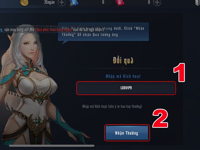 Nhập m&atilde; code bạn c&oacute;