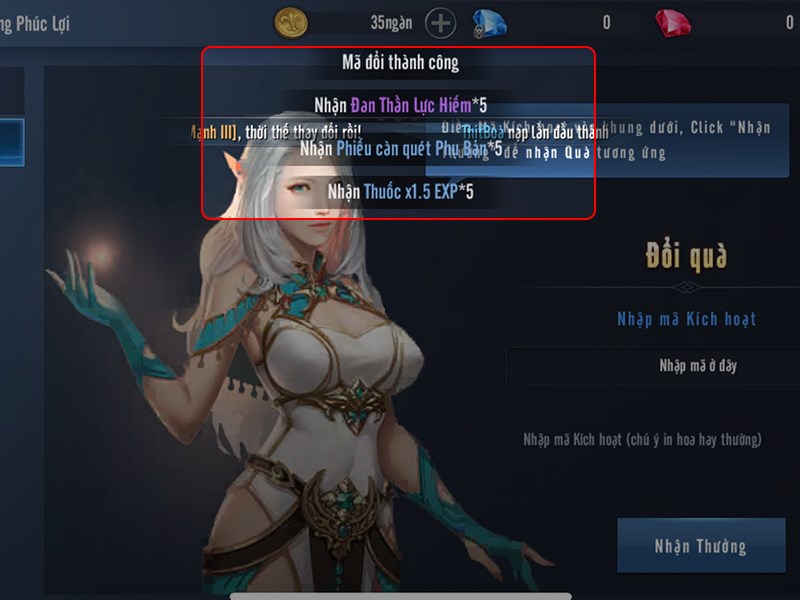 Th&ocirc;ng b&aacute;o đổi code nhận qu&agrave; th&agrave;nh c&ocirc;ng