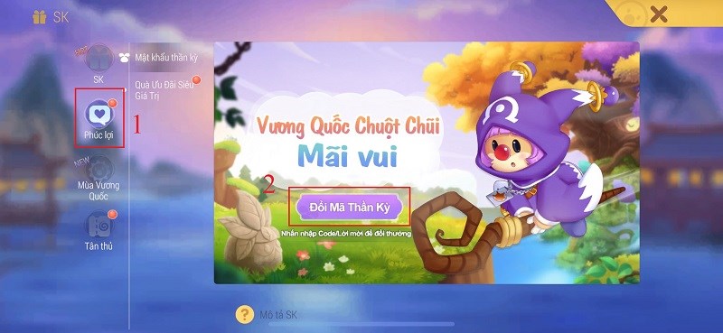 Chọn vào mục Chọn vào mục