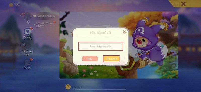 Nhập mã vào ô và bấm xác nhận. Nhập mã vào ô và bấm xác nhận.