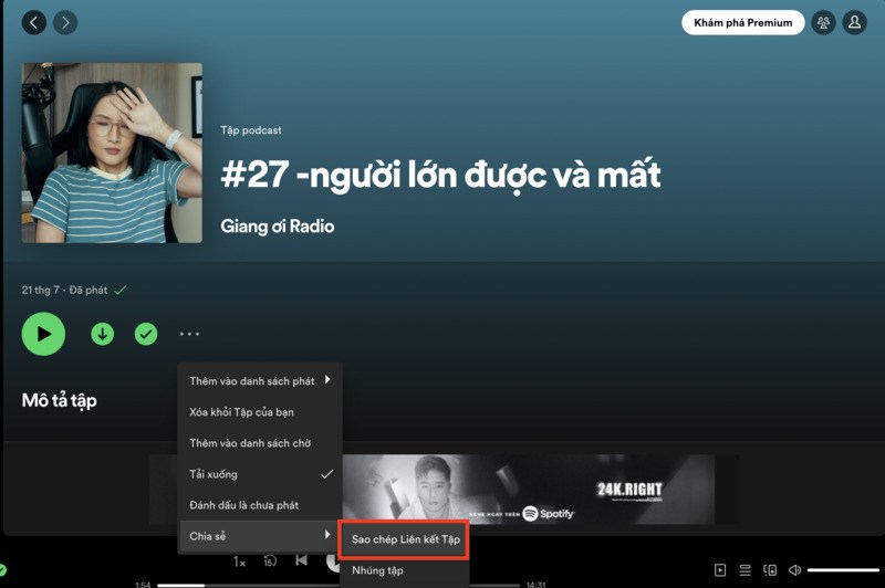 Sao ch&eacute;p địa chỉ tập Podcast