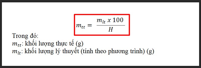 Công thức khối lượng chất