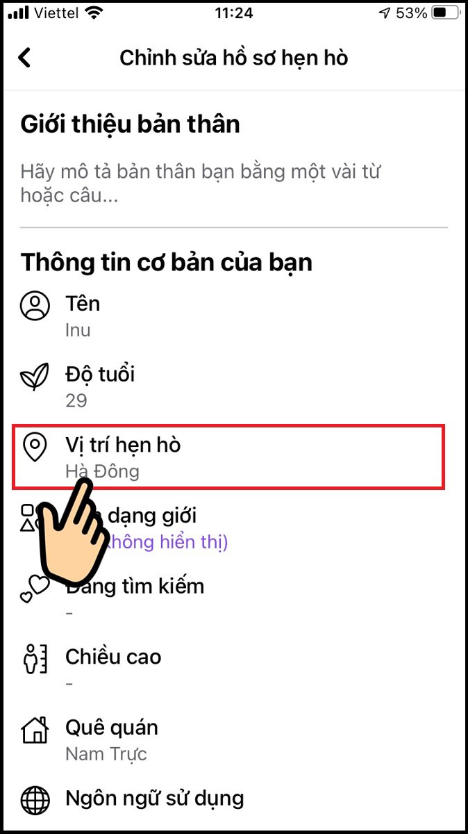 Chọn Vị tr&iacute; hẹn h&ograve;