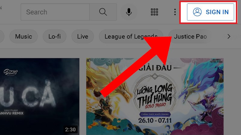 Đăng nhập t&agrave;i khoản YouTube