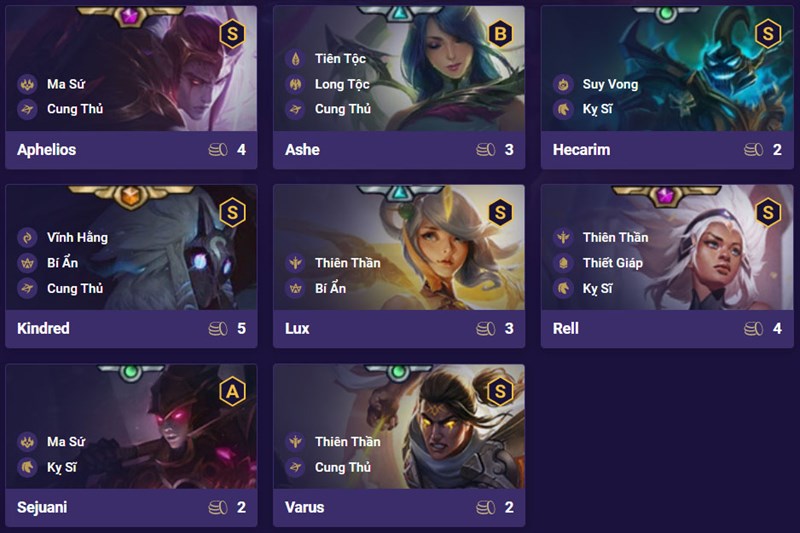 Danh s&aacute;ch tướng đội h&igrave;nh Kỵ Sĩ Cung Thủ DTCL m&ugrave;a 5