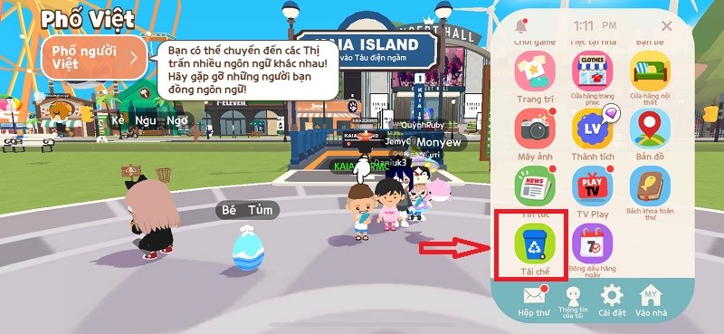 Chọn mục &ldquo;Recycle&rdquo; (T&aacute;i sử dụng)