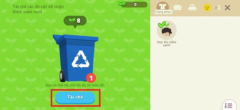  Click chọn &ldquo;T&aacute;i Chế&rdquo;. 