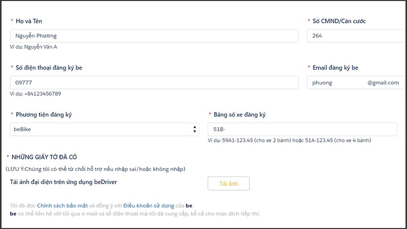 cách đăng ký beBike, beCar tại Bình Dương online