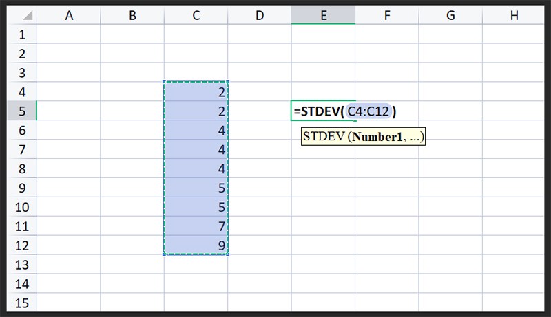 Tính toán độ lệch chuẩn trong Excel