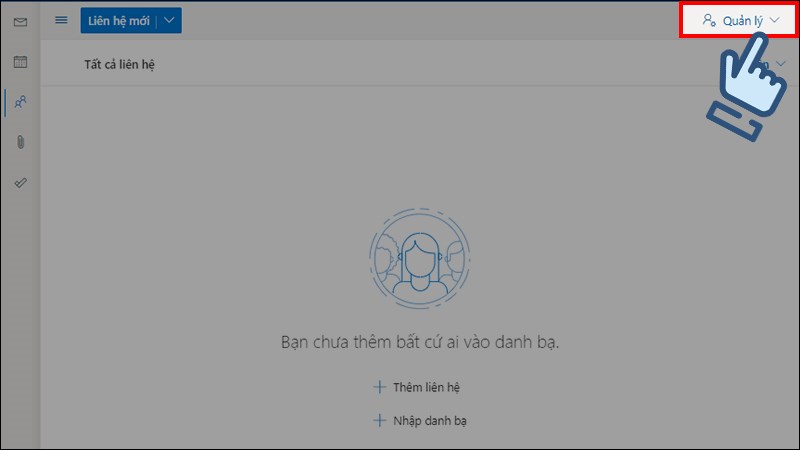 Chọn n&uacute;t Quản l&yacute; b&ecirc;n g&oacute;c phải m&agrave;n h&igrave;nh