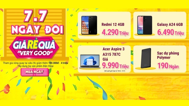 Flashsale 7/7 - GI&Aacute; RẺ QU&Aacute;: Điện thoại, laptop, phụ kiện, smartwatch giảm sốc đến 67%
