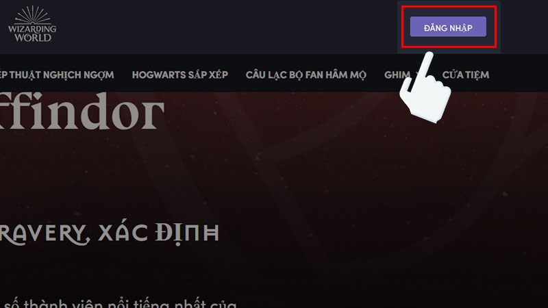 Nhấn chọn mục Đăng nhập bên góc phải màn hình