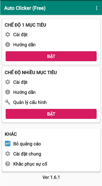 Giao diện của Tự động click - Tự động bấm