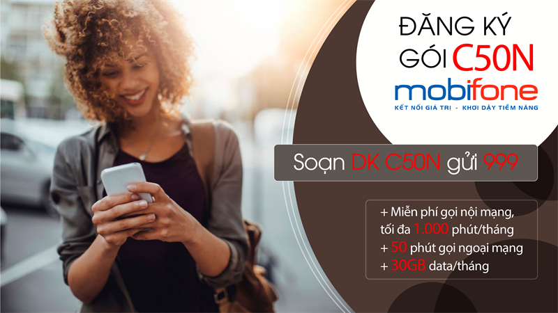 Đăng ký gói C50N MobiFone nhận 30GB chỉ 50k/tháng