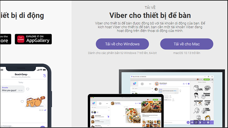 Vào website tải ứng dụng Viber phiên bản mới nhất về máy