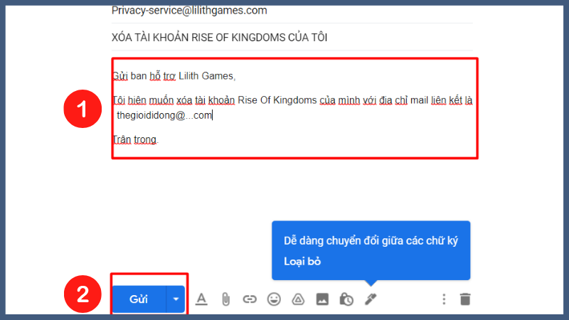Soạn nội dung gửi thư
