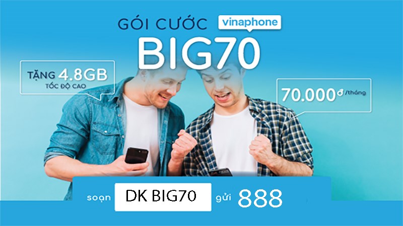 Đăng ký gói BIG70 4G Vinaphone nhận ngay 3GB HOT 2021