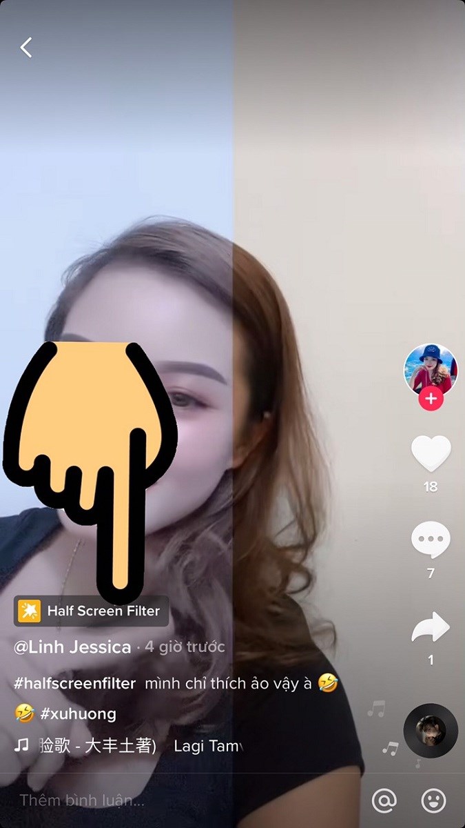 Nhấn chọn hiệu ứng Half Screen Filter