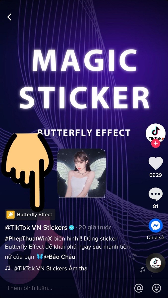 Nhấn chọn filter Butterfly Effect