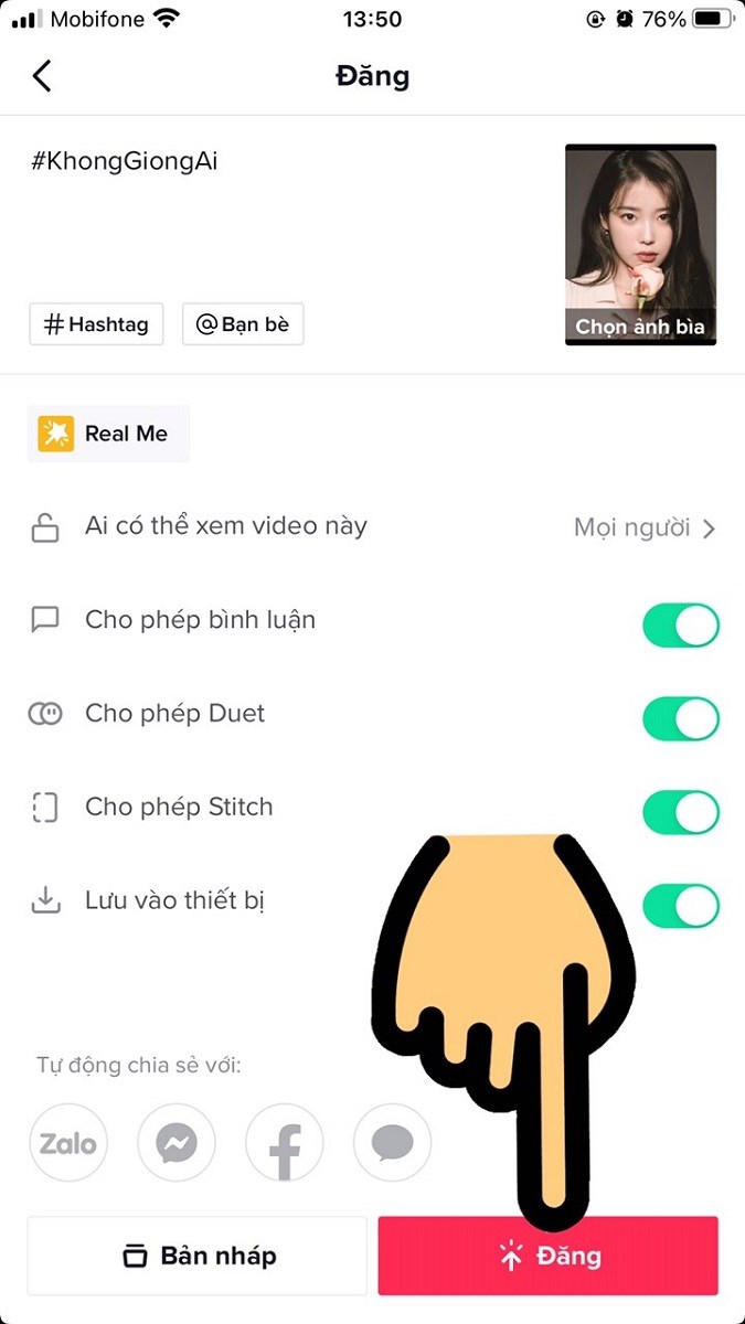 Nhấn nút Đăng để tải video lên TikTok