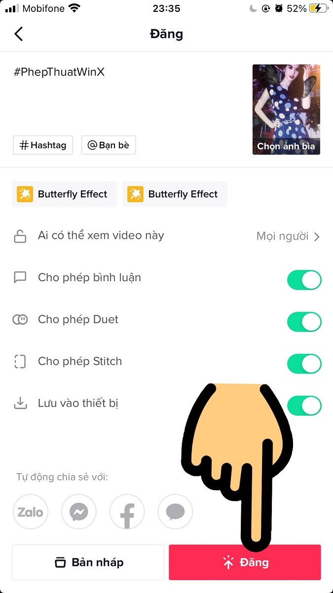 Nhấn nút Đăng để tải video lên TikTok