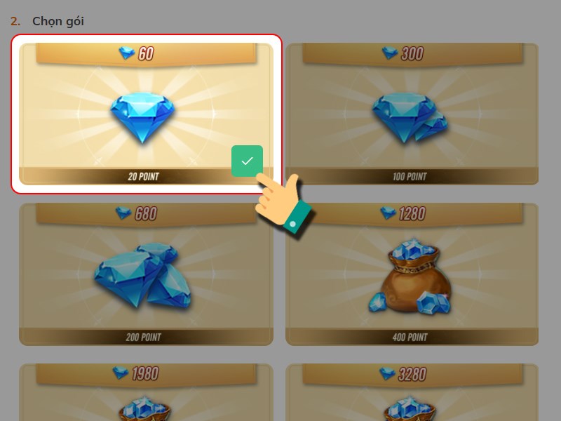 Chọn gói nạp Chọn gói nạp